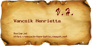 Vancsik Henrietta névjegykártya